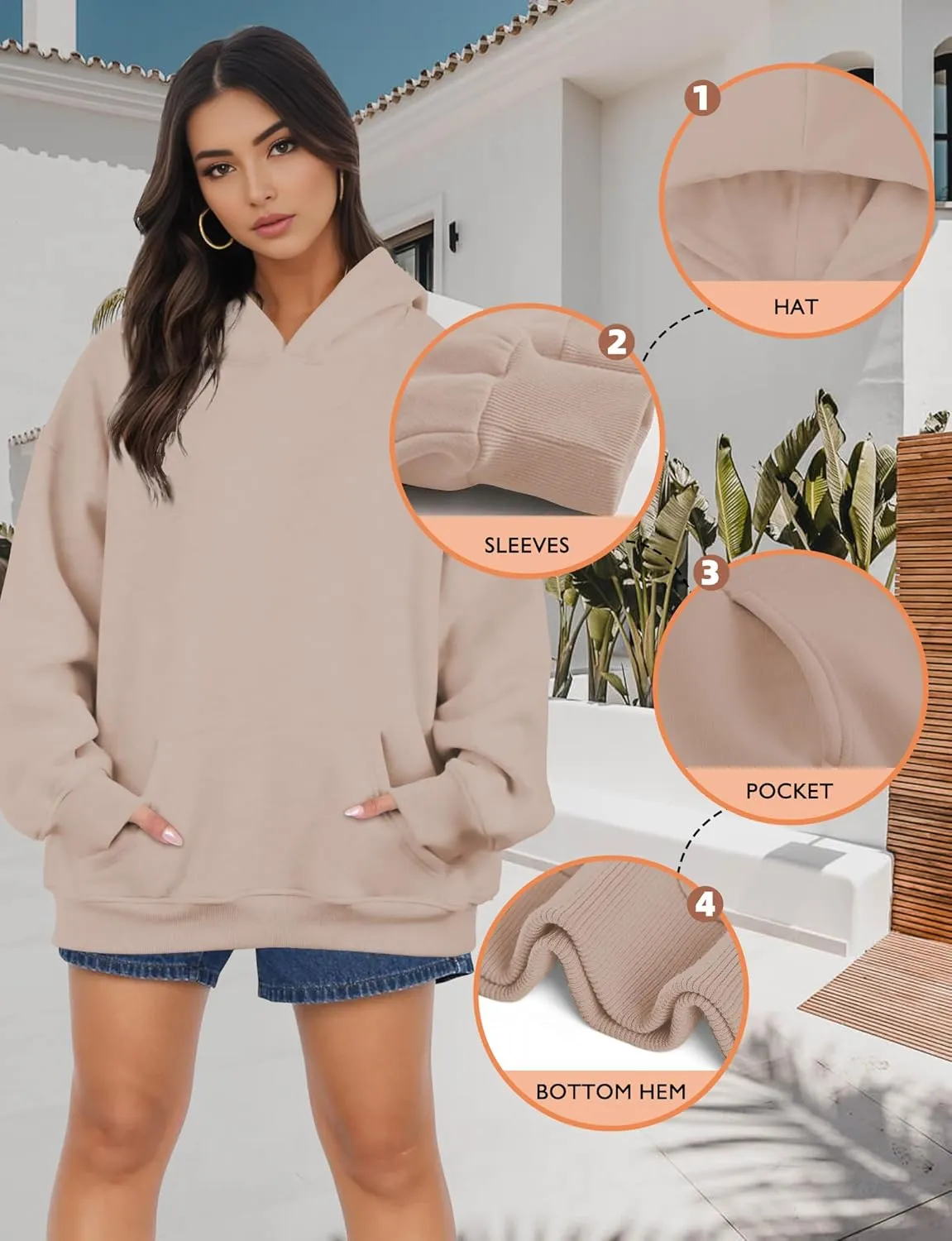 Oversized Hoodies for Women, Long Sleeve Fleece Womens Sweatshirt with Pocket Pullover Fall Outfits Winter Clothes