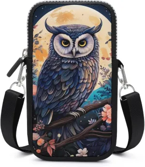 Owe Flower Full Moon Small Crossbody Bags Cell Phone Bag Wallet Purses with Adjustable Strap for Women Men