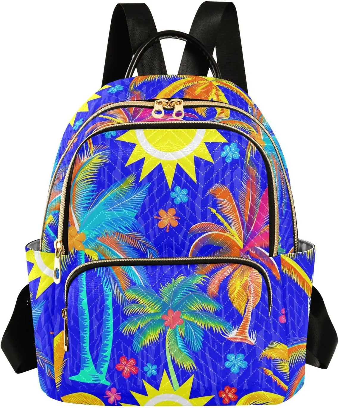 Palm Trees Sun Energetic Blue Backpack Purse for Women Fashion Small Mini Daypack Purse for Lady Anti-theft Shoulder Bag Back Pack Handbag Lady Purse