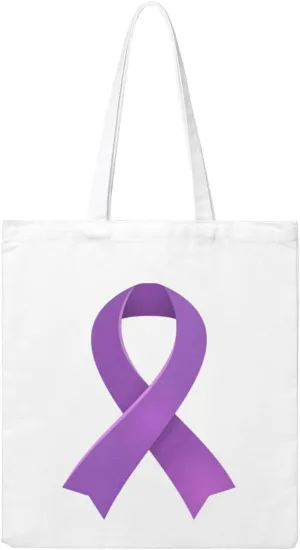 Pancreatic Cancer Awareness Purple Ribbon 13" x 15" Reusable Shopping Bag Canvas Tote Bag Polyester 80% Polyester 20% Cotton Suitable for Heat Transfer Printing Beige