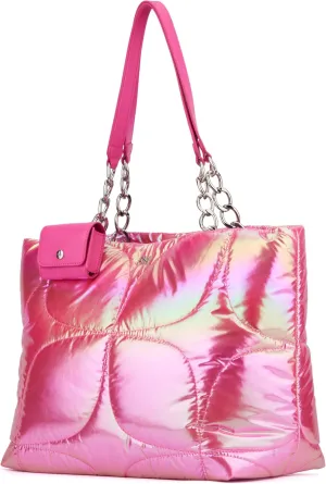 Paris Hilton Casson Puffy Quilted Oversized Tote with Chain Strap and Removable Headphones Holder