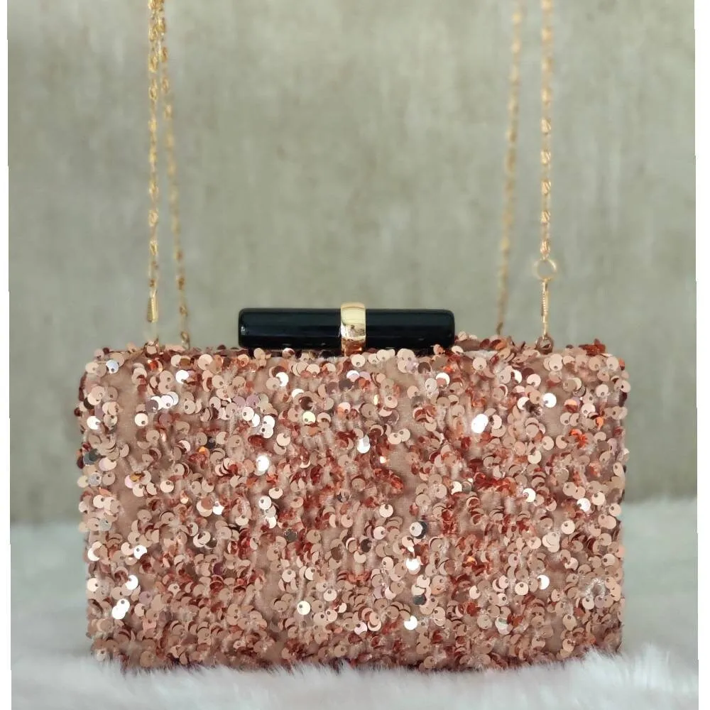 Peach pink color velvet sequin Embroidered embellished Evening Clutch  , Party Purse Indian Zardozi Clutch Sling,Wedding Bridal Bag,Gift