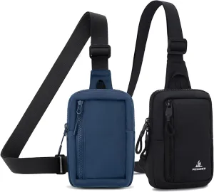 Peicees Pack of 2 Mini Sling Bag for Men Women Crossbody Bag Travel Running Phone Daypack Shoulder Bags, Dark Blue and Black