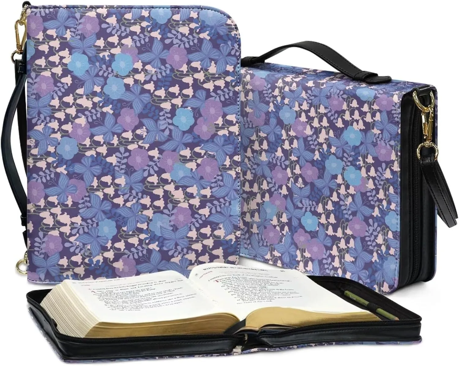 Personalized Bible Cover Case Church Book Cover with Strap,Carrying Book Case Crossbody Bag Bible Protective