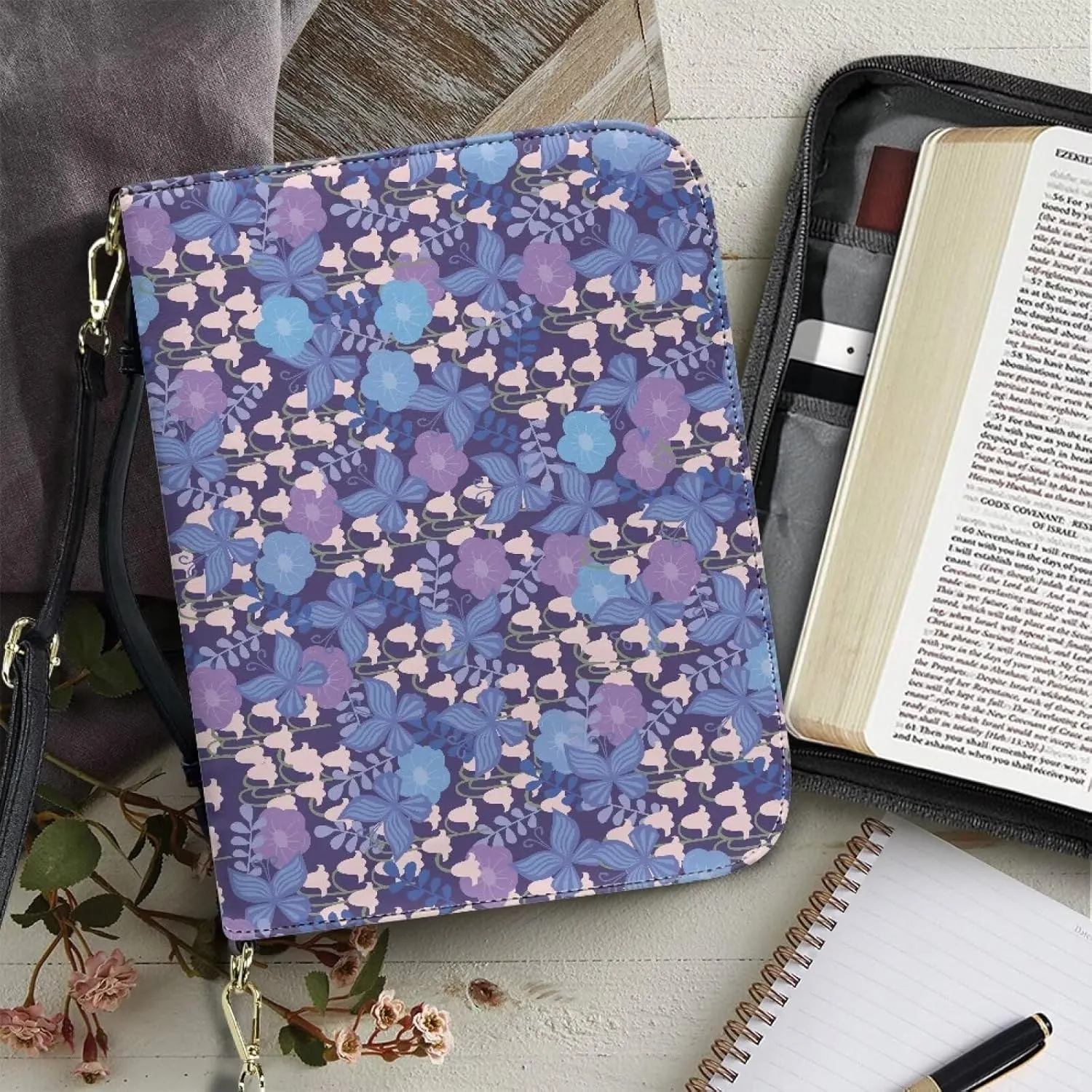 Personalized Bible Cover Case Church Book Cover with Strap,Carrying Book Case Crossbody Bag Bible Protective