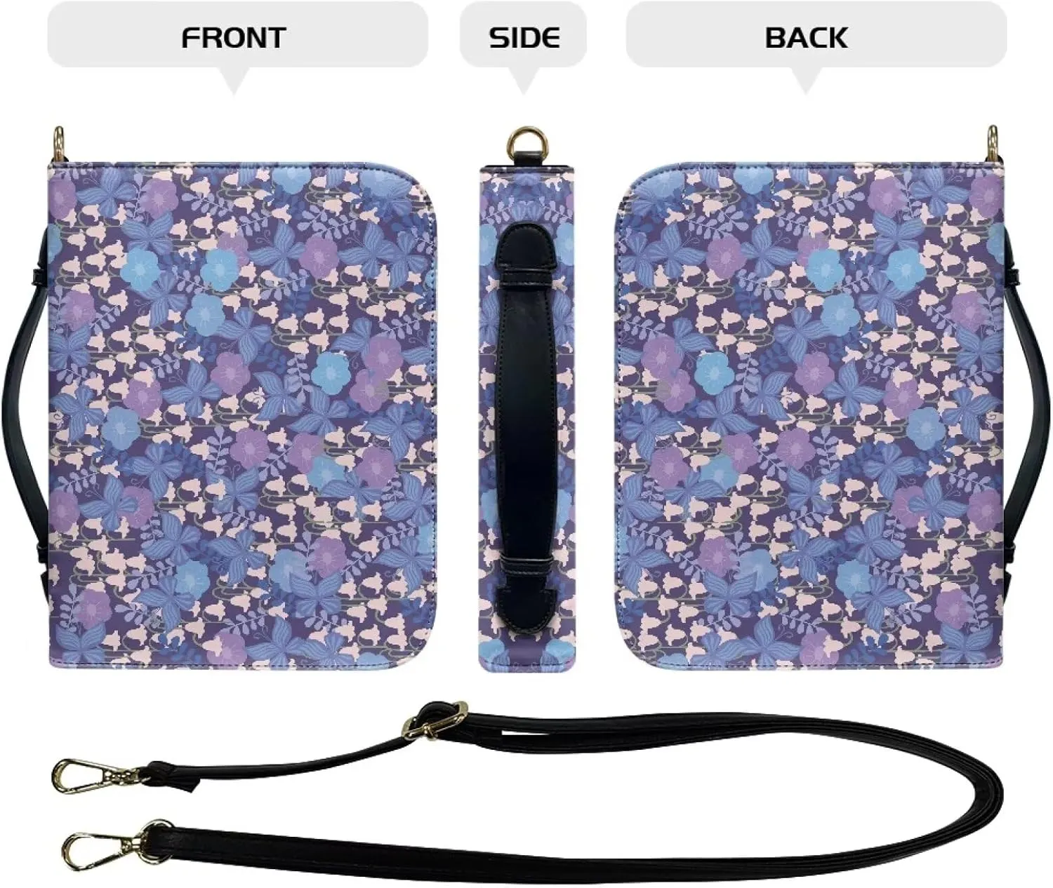 Personalized Bible Cover Case Church Book Cover with Strap,Carrying Book Case Crossbody Bag Bible Protective
