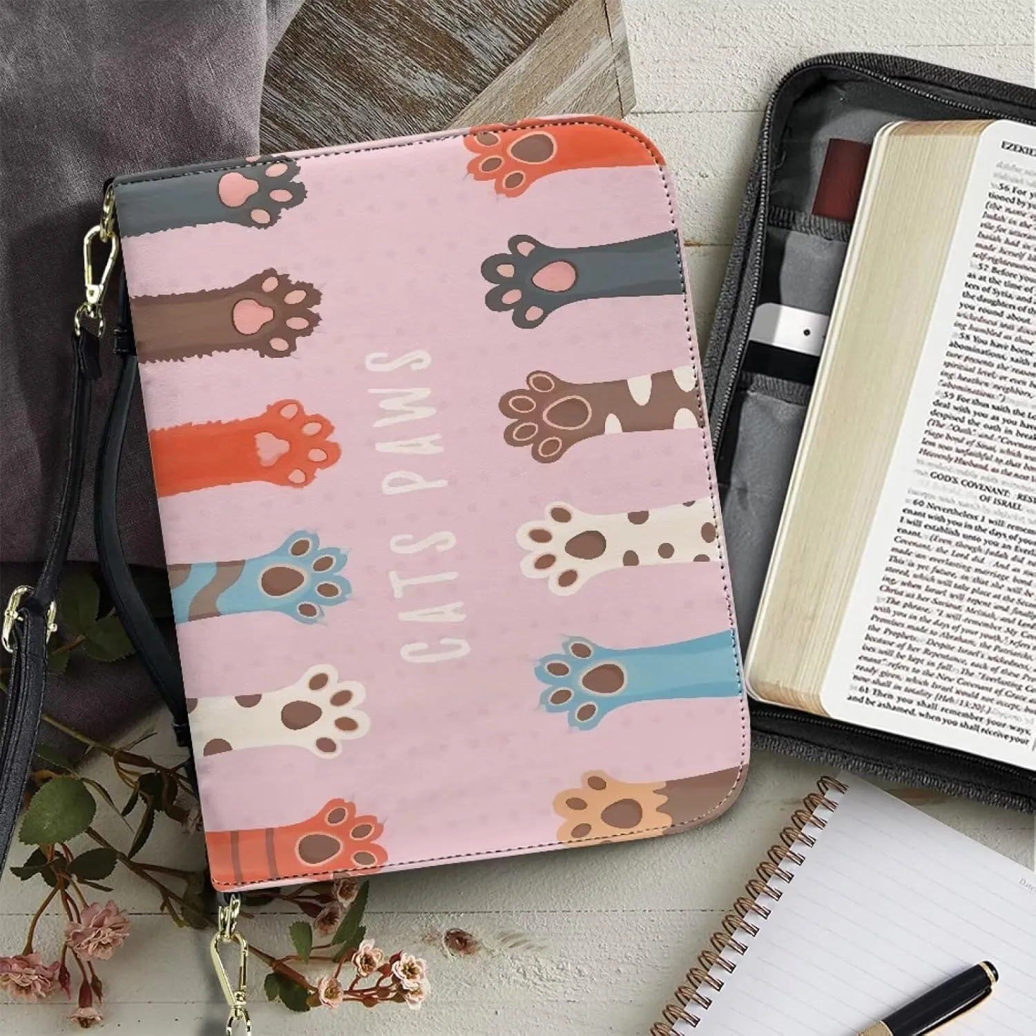 Personalized Bible Cover Case Church Book Cover with Strap,Carrying Book Case Crossbody Bag Bible Protective