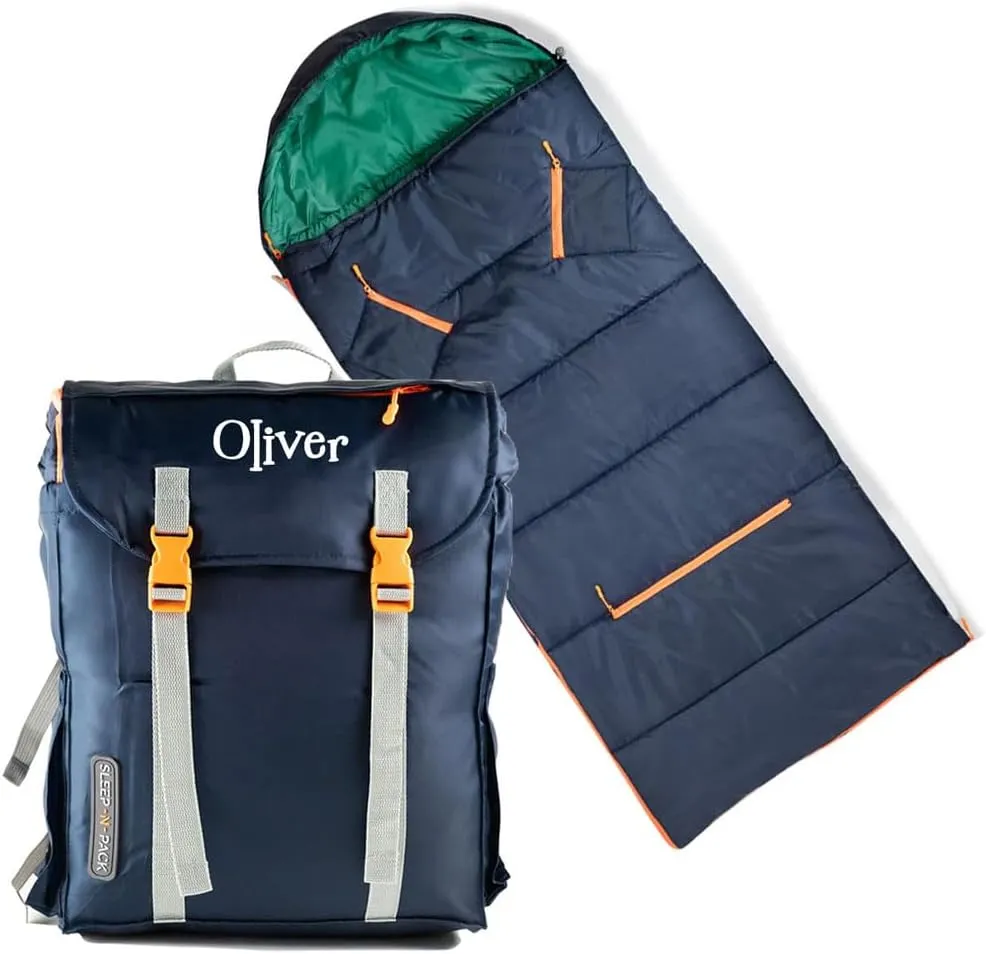 Personalized Kids and Adult Backpack Sleeping Bags - Children's Overnight Travel Bag Book Bag - Sleep and Pack Rolled Sleepingbags