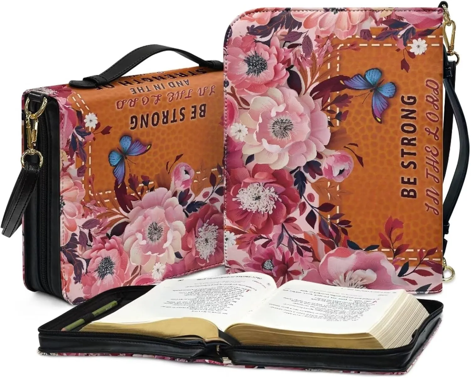 Personalized PU Bible Cover with Strap Church Book Cover,Christmas Gifts for Men Women