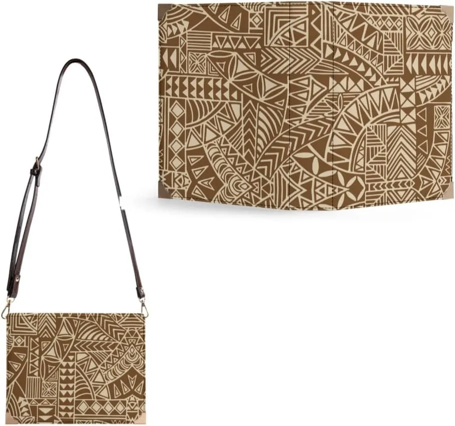 Personalized Student Square Book Crossbody Bag Polynesian Vintage Print Samoan Tribal Women'S Crossbody Bag
