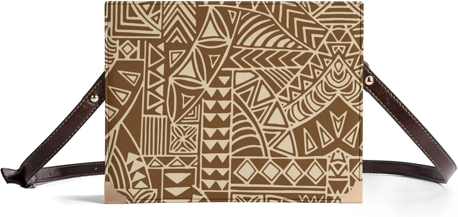 Personalized Student Square Book Crossbody Bag Polynesian Vintage Print Samoan Tribal Women'S Crossbody Bag