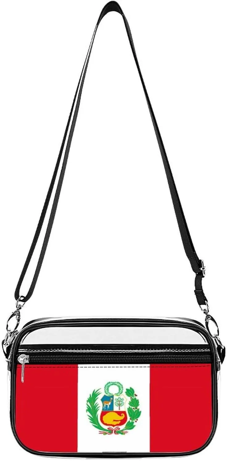 Peru Peruvian Flag Clear Stadium Bag Clear Mini Messenger Bags with 2 Compartments Crossbody Bag