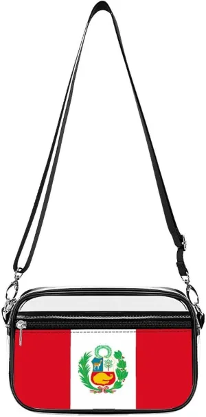 Peru Peruvian Flag Clear Stadium Bag Clear Mini Messenger Bags with 2 Compartments Crossbody Bag