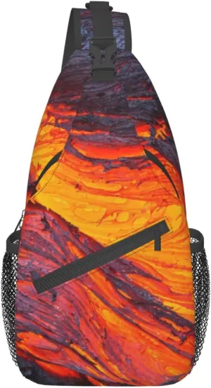 Peynir Lava Magma Sling Backpack Casual Chest Shoulder Daypack Fashion Chest Bag For Men And Women