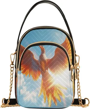 Phoenix Soaring Women Trendy Quilted Crossbody Bag Sling Bags Handbags with Chain Strap Travel Cross Body Cell Phone Purses Bags