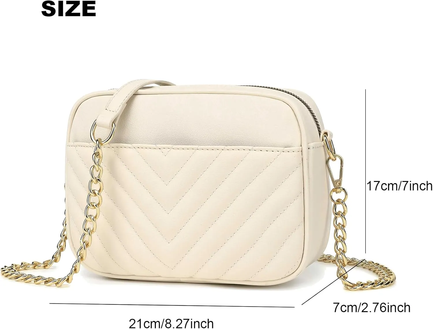 Phone Crossbody Bag with Chain Strap, Lightweight Vegan Leather Shoulder Purse for women