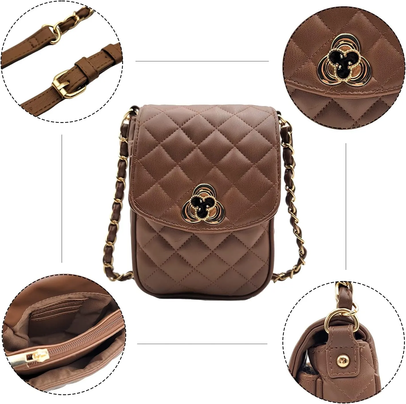 Phone Crossbody Bags for Women Small Vegan Leather Mini Shoulder Wallet Card Quilted Purse