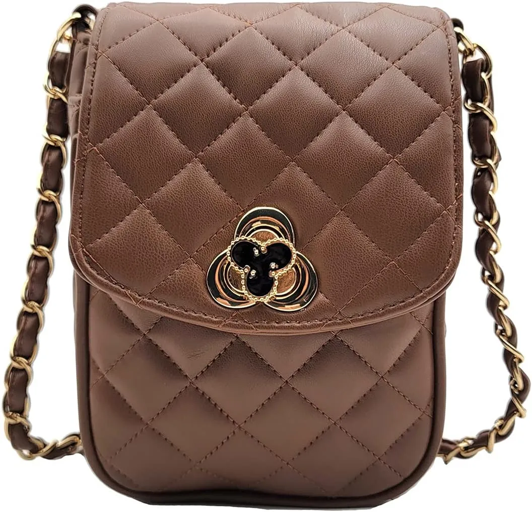 Phone Crossbody Bags for Women Small Vegan Leather Mini Shoulder Wallet Card Quilted Purse