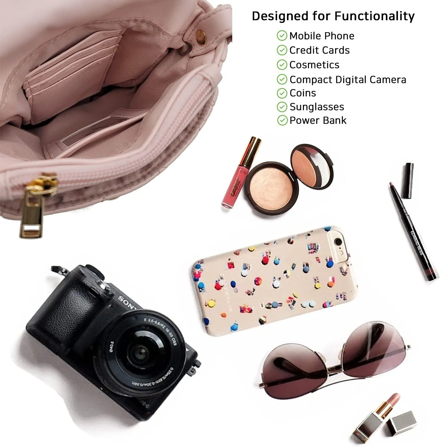Phone Crossbody Bags for Women Small Vegan Leather Mini Shoulder Wallet Card Quilted Purse
