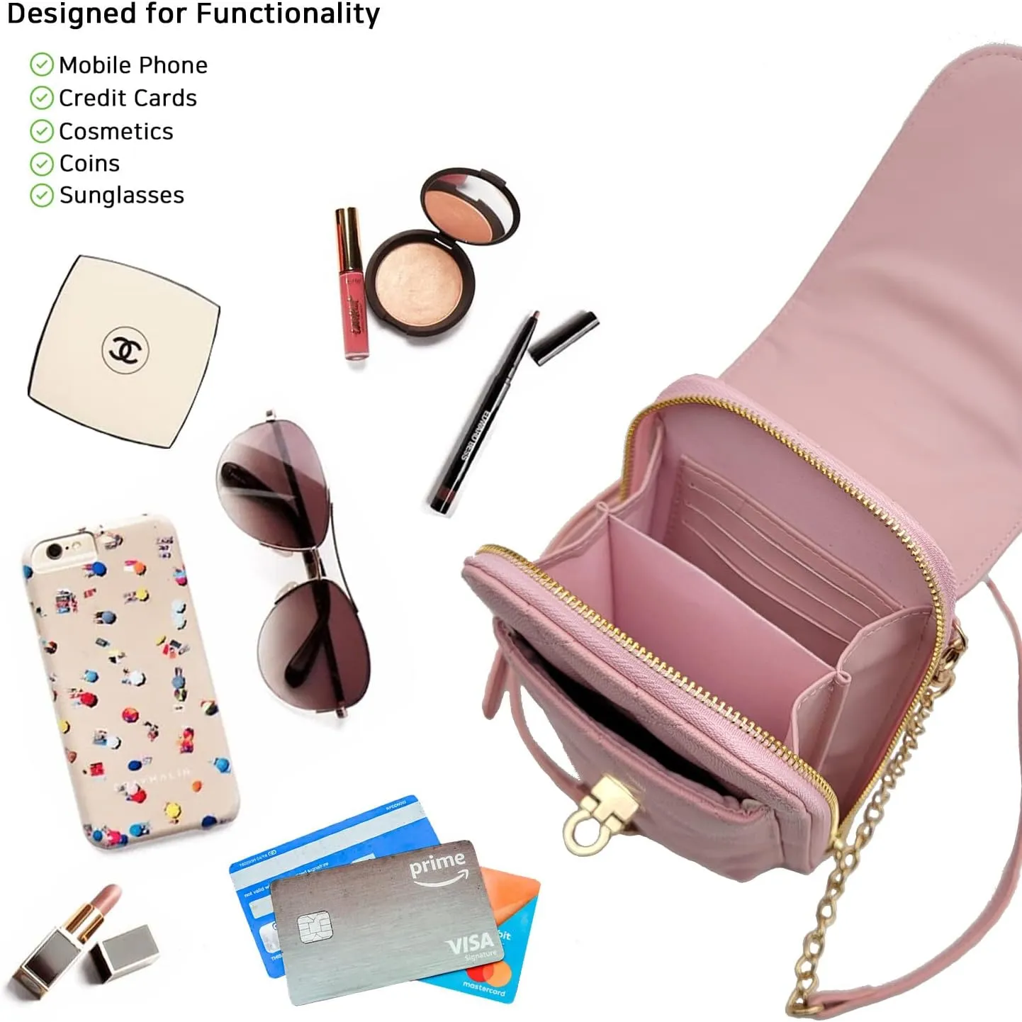 Phone Crossbody Bags for Women Small Vegan Leather Mini Shoulder Wallet Card Quilted Purse