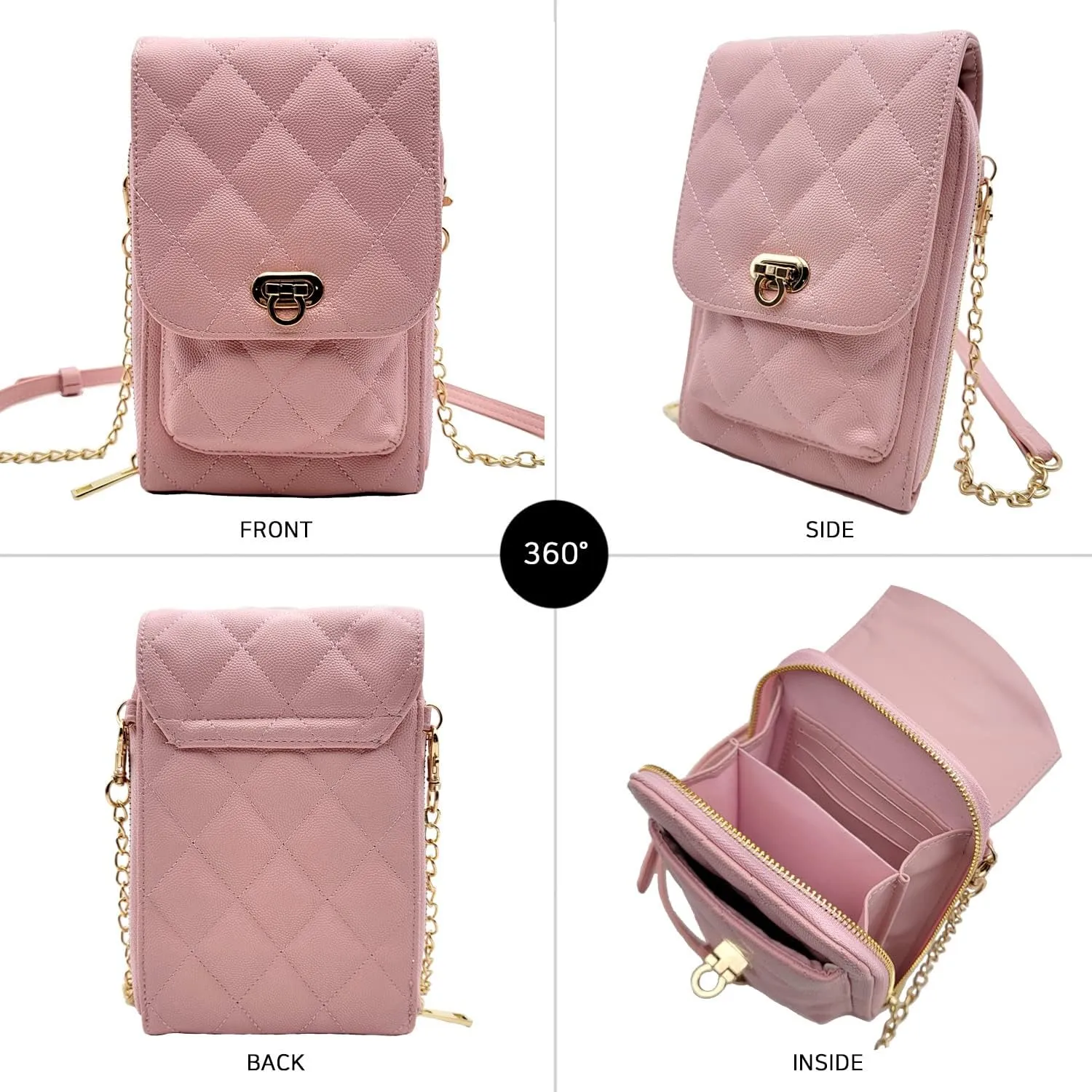 Phone Crossbody Bags for Women Small Vegan Leather Mini Shoulder Wallet Card Quilted Purse