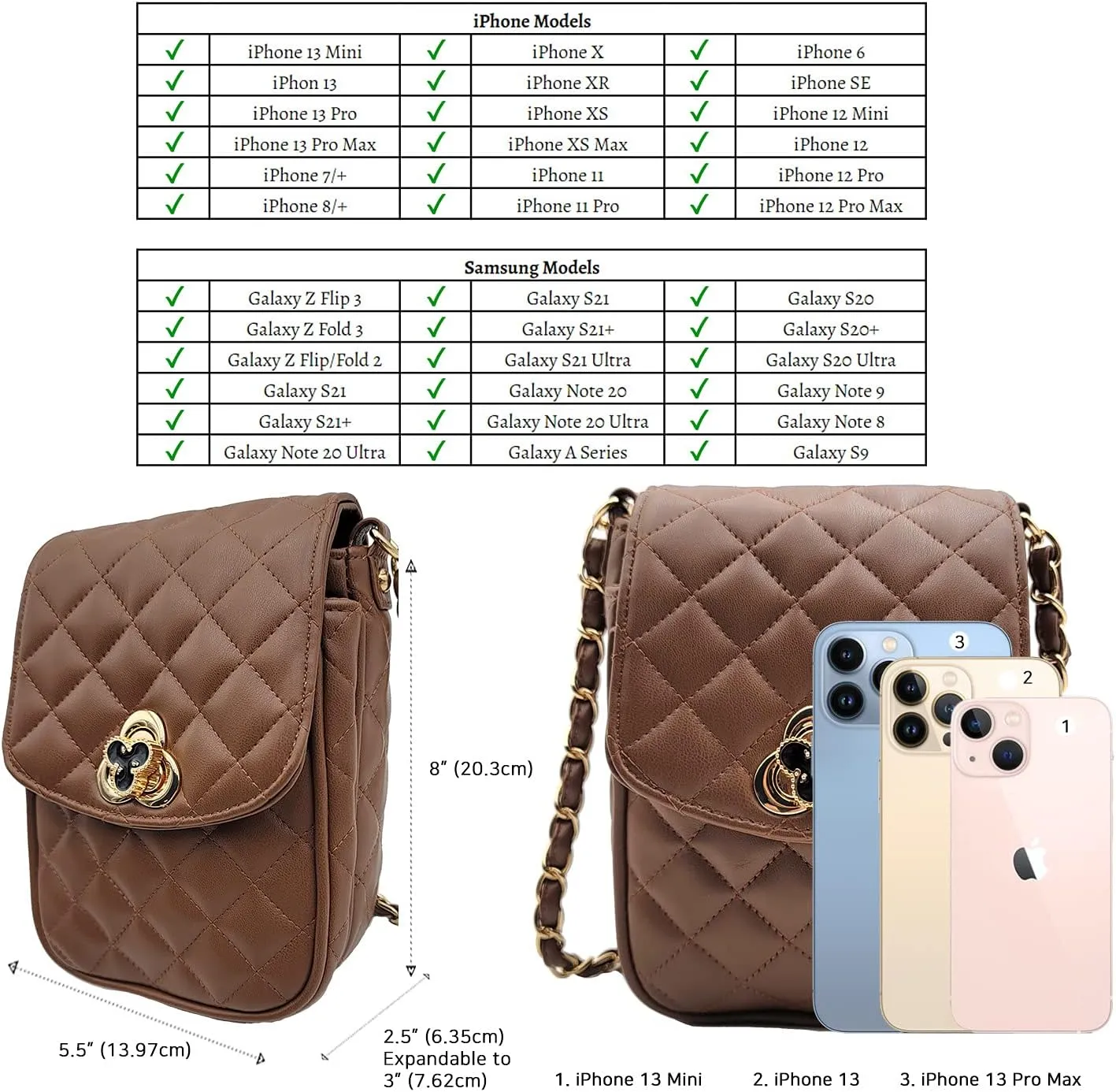 Phone Crossbody Bags for Women Small Vegan Leather Mini Shoulder Wallet Card Quilted Purse