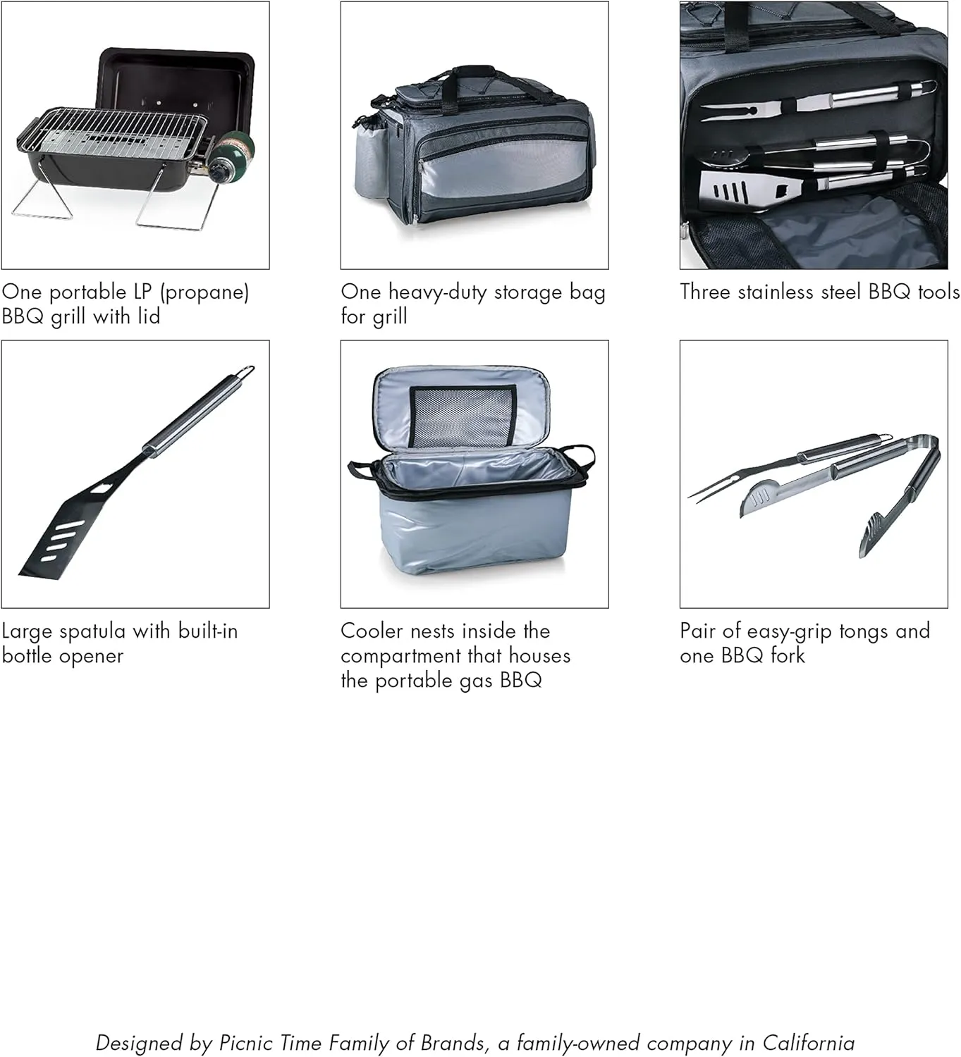 PICNIC TIME NCAA Unisex-Adult NCAA Vulcan Portable Propane Grill & Cooler Tote