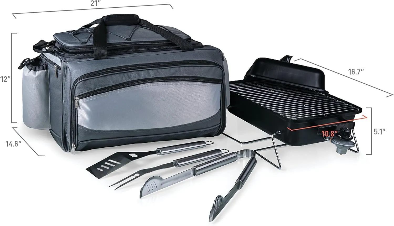 PICNIC TIME NCAA Unisex-Adult NCAA Vulcan Portable Propane Grill & Cooler Tote