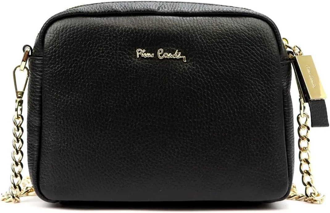Pierre Cardin FRZ 1848 DOLLARO Women's Handbag - Genuine Leather, Adjustable Chain Shoulder Strap, Gold Finish