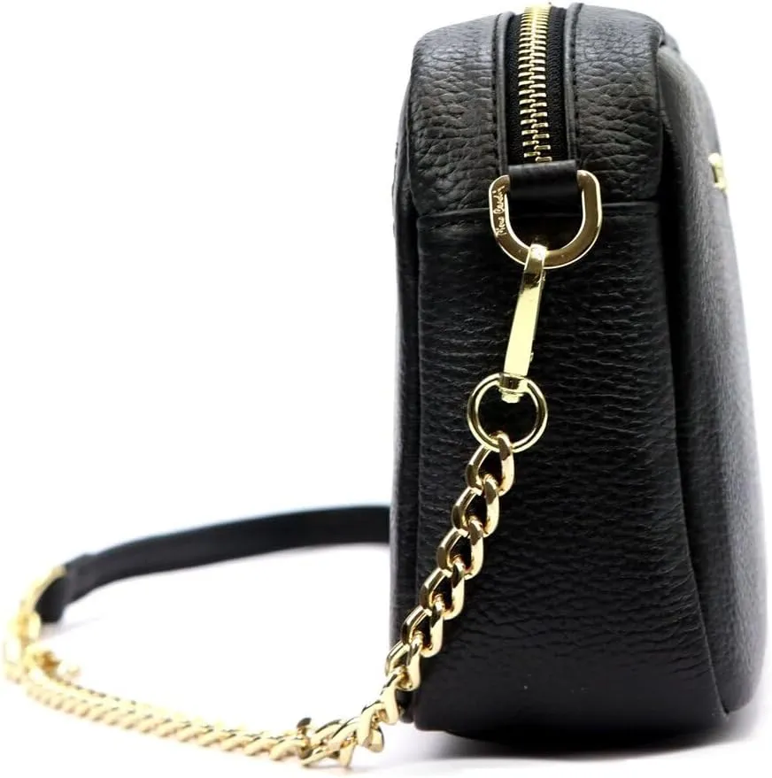Pierre Cardin FRZ 1848 DOLLARO Women's Handbag - Genuine Leather, Adjustable Chain Shoulder Strap, Gold Finish