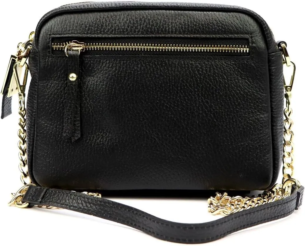 Pierre Cardin FRZ 1848 DOLLARO Women's Handbag - Genuine Leather, Adjustable Chain Shoulder Strap, Gold Finish
