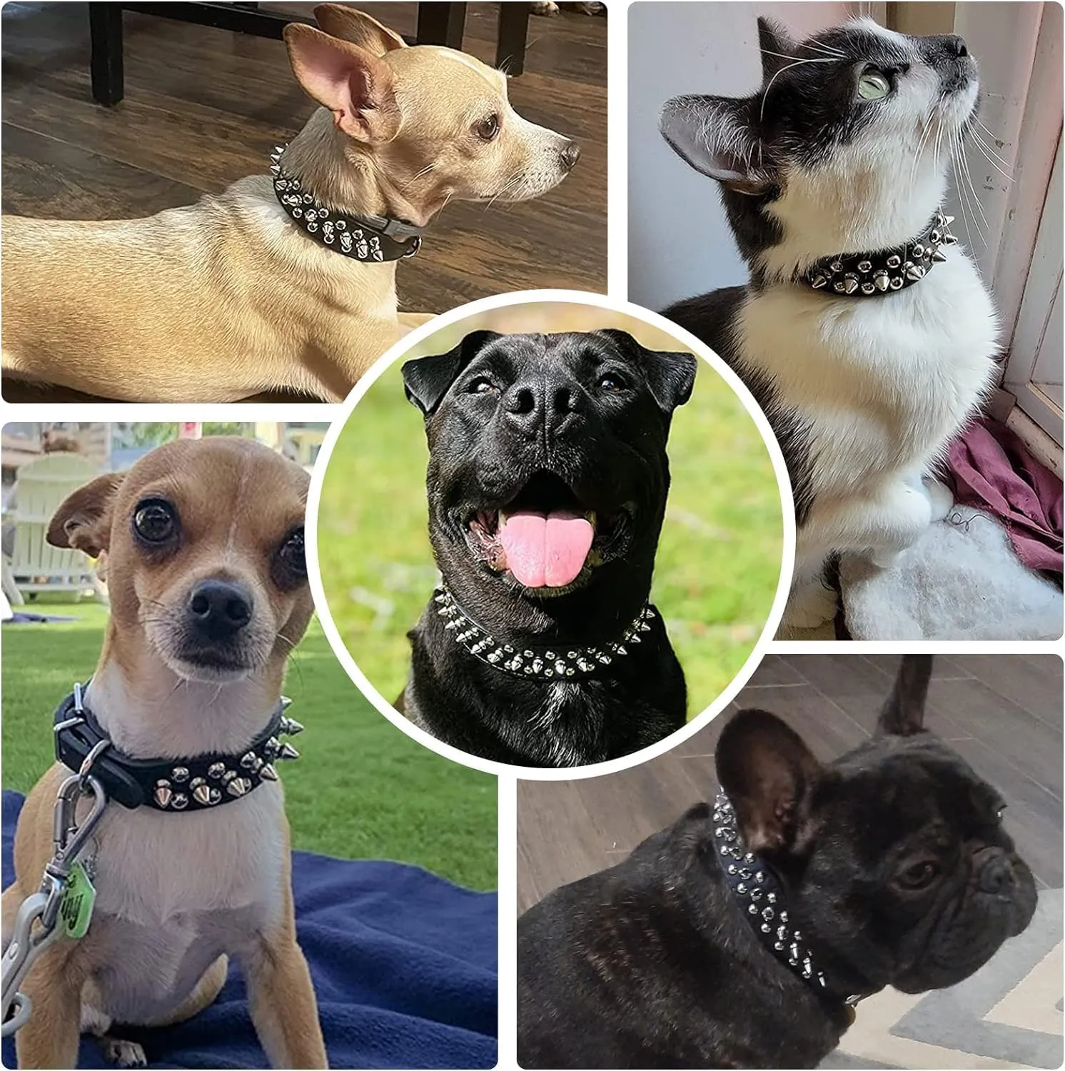 Pink Spiked Dog Collar for Small Dogs,Mushroom Rivet Spike Puppy Collars Girls Boys Leather Studded Cat Collar Metal Buckle Durable Training for XXS XS Small Medium Large Terrier Breed,S
