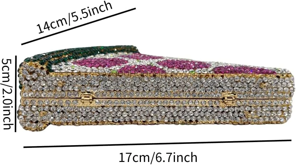Pizza Diamond Sparkling Clutch Purse Cute Rhinestone Evening Bag for Women Party Cute Shoulder Bag Handbag for Wedding
