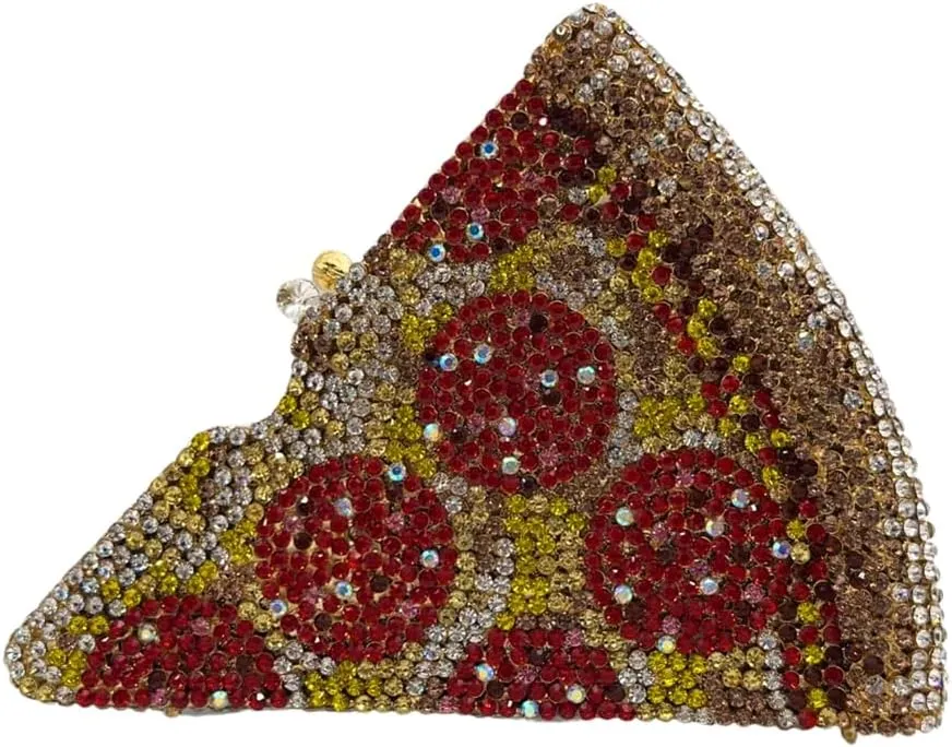 Pizza Diamond Sparkling Clutch Purse Cute Rhinestone Evening Bag for Women Party Cute Shoulder Bag Handbag for Wedding