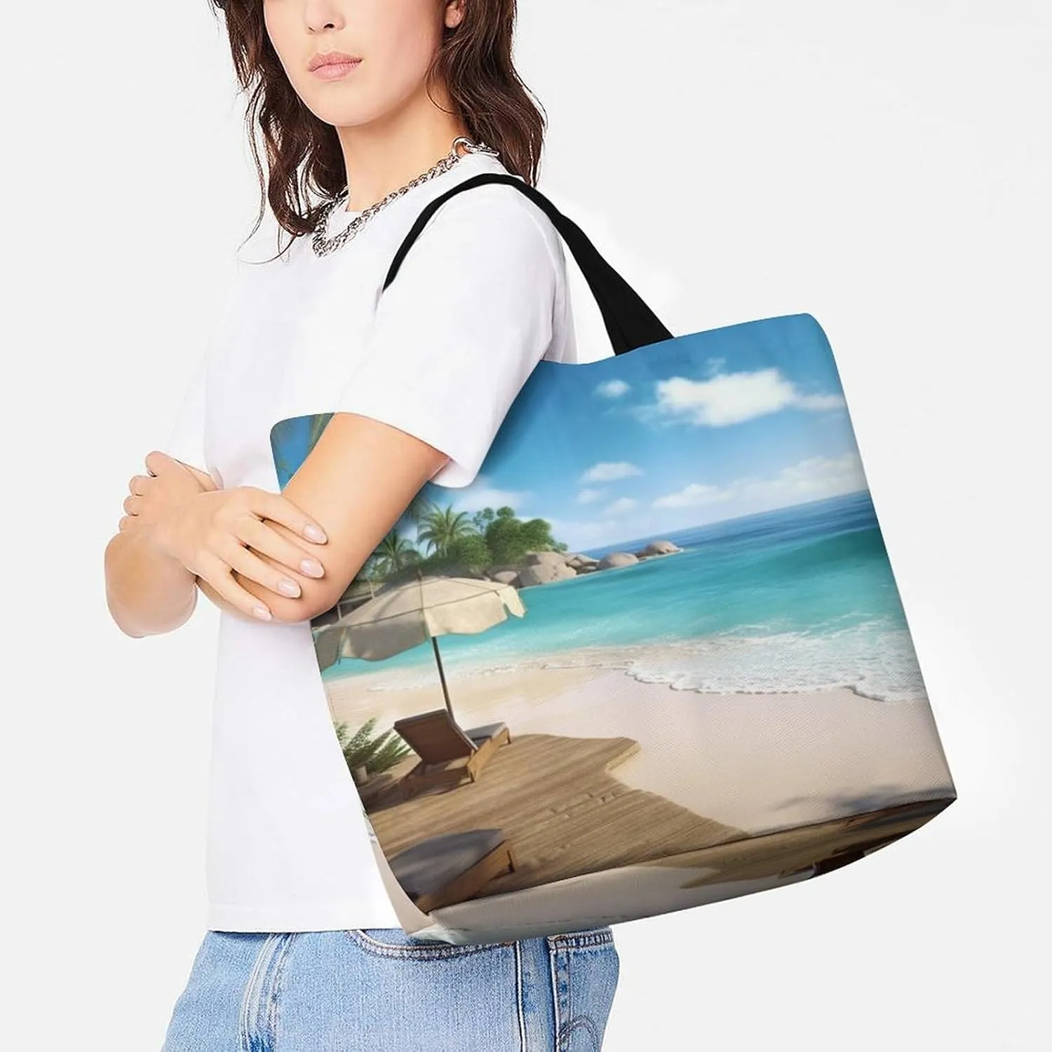 Playful Doodles Tote Bags, Reusable Grocery Bags, Large Shopping Bag, Beach Bag for Women
