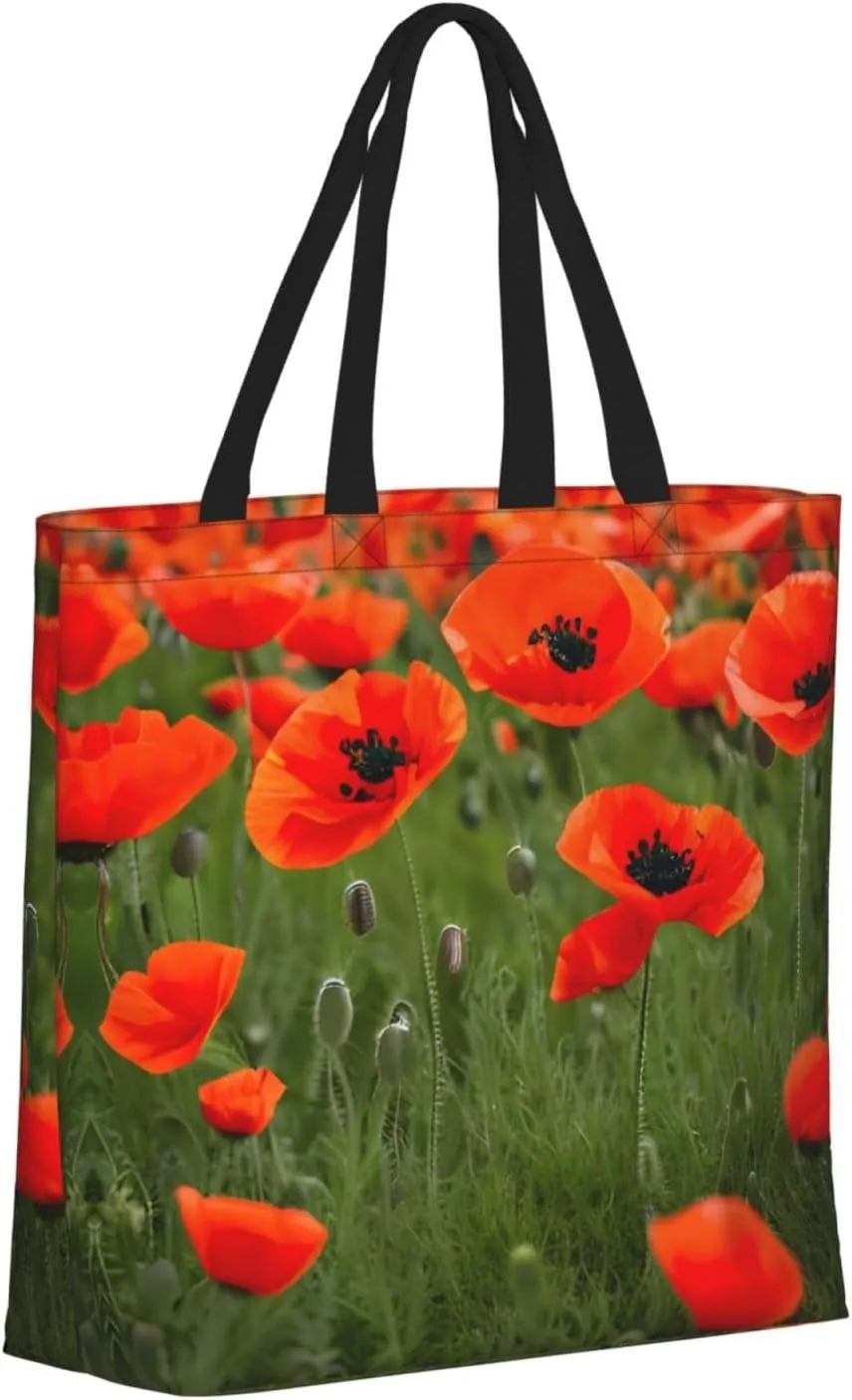 Poppy Flowers Petals 15.7 Inch One-Shoulder Bags For Women With Inner Pockets For Travel, Work And Daily