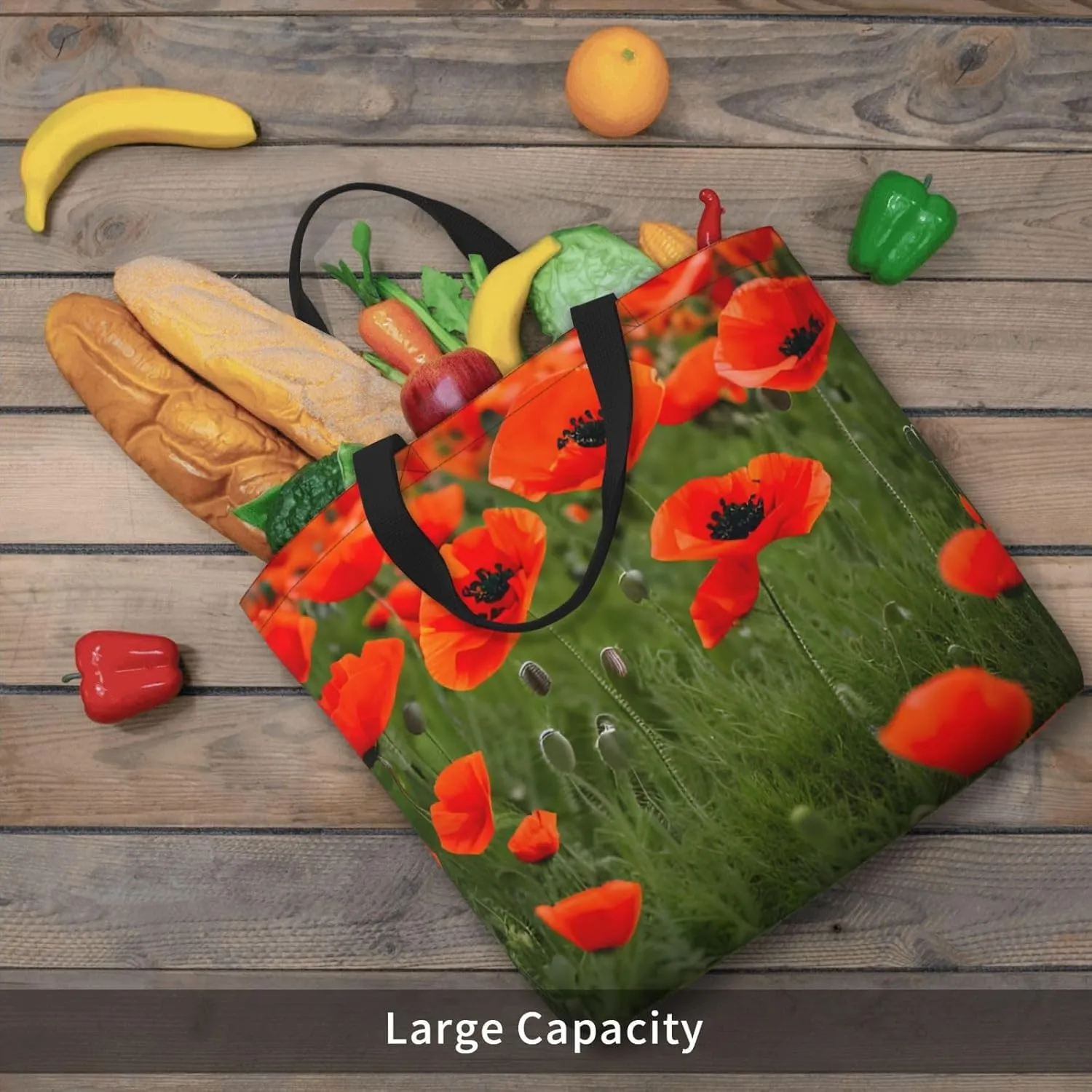 Poppy Flowers Petals 15.7 Inch One-Shoulder Bags For Women With Inner Pockets For Travel, Work And Daily