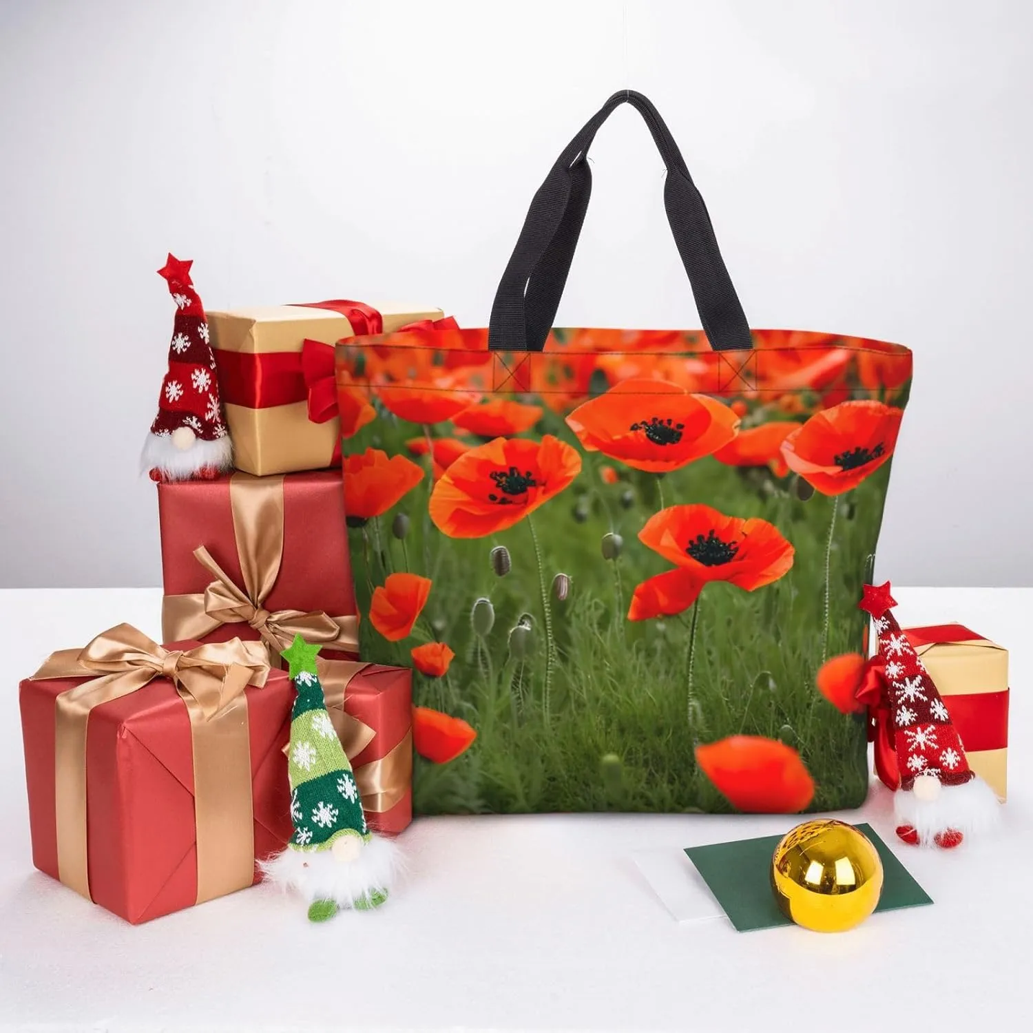 Poppy Flowers Petals 15.7 Inch One-Shoulder Bags For Women With Inner Pockets For Travel, Work And Daily