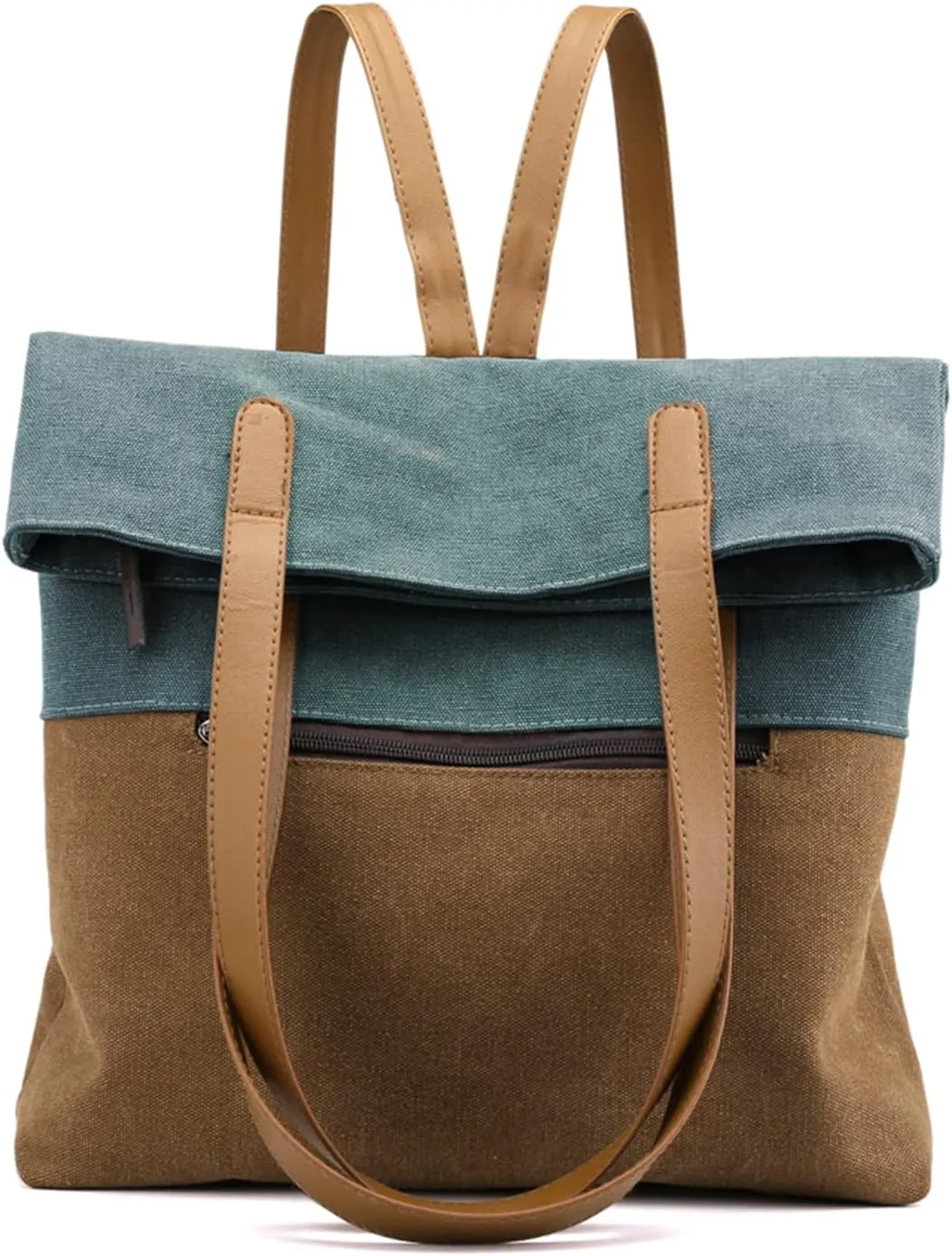 PORRASSO Women Tote Bag Canvas Backpack Shoulder Bag Ladies Multifunctional Handbag for Shopping Travel Work Daily Use Blue