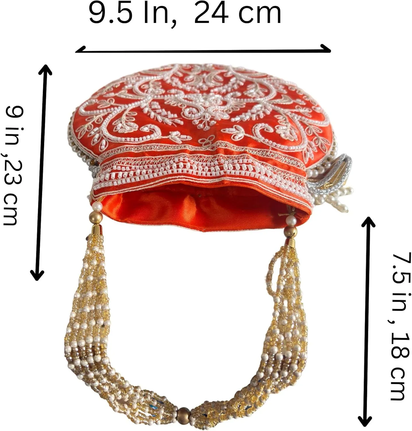 Potli Bag for Women Ethnic Gold, Pearl Handle Floral Accents, Drawstring Closure Pearls Handle Batwa Clutch Purse