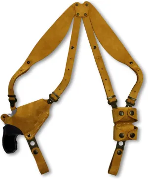 Premium Suede Leather Shoulder Holster System with Double Speed Loader Fits Taurus 856 38 Spl Revolver 2" BBL 6 Shot, Right-Hand Draw, Brown Color #1523#