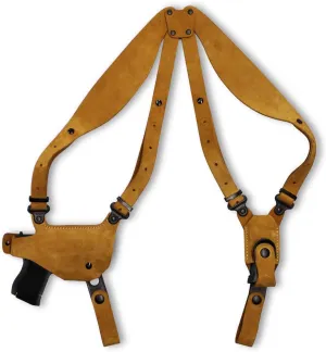 Premium Suede Leather Shoulder Holster with Single Magazine Carrier for Kahr K9/P40/CW40/P45/CW45, Right Hand Draw, Natural Color #1112#