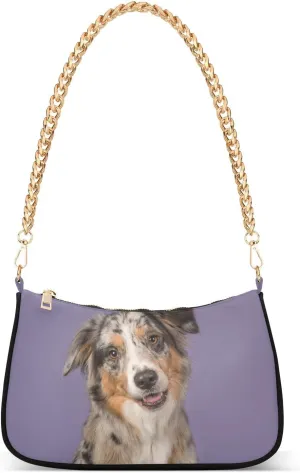Pretty Australian Shepherd Dog Shoulder Bags for Women Small Handbags Mini Clutch Purse