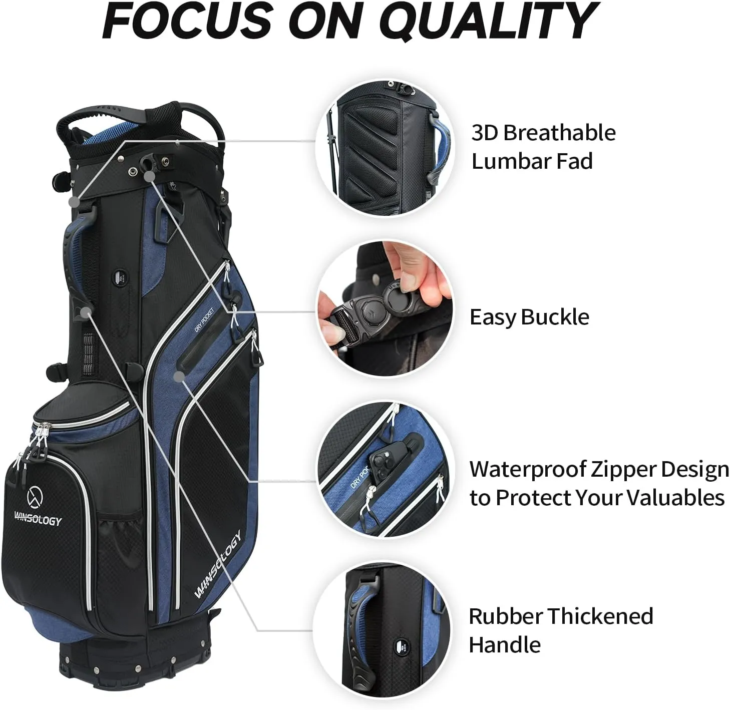 Pro Golf Stand Bag, 14 Way Top with Full Length Dividers, Lightweight Carry Bag with Dual Straps, Ergonomic Back Support, 10 Pockets with Cooler & Waterproof Pocket, for Men and Women