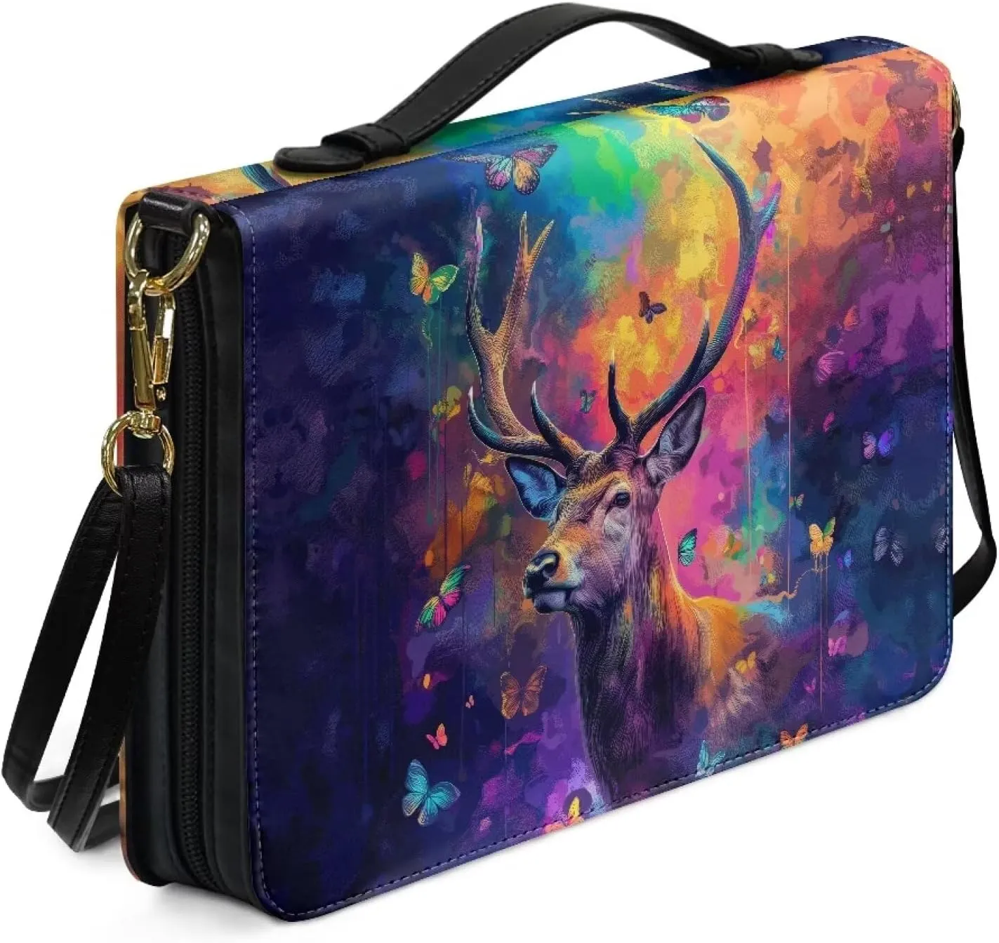 PU Leather Bible Cover Church Book Cover,Carrying Book Case Crossbody Bag Handle