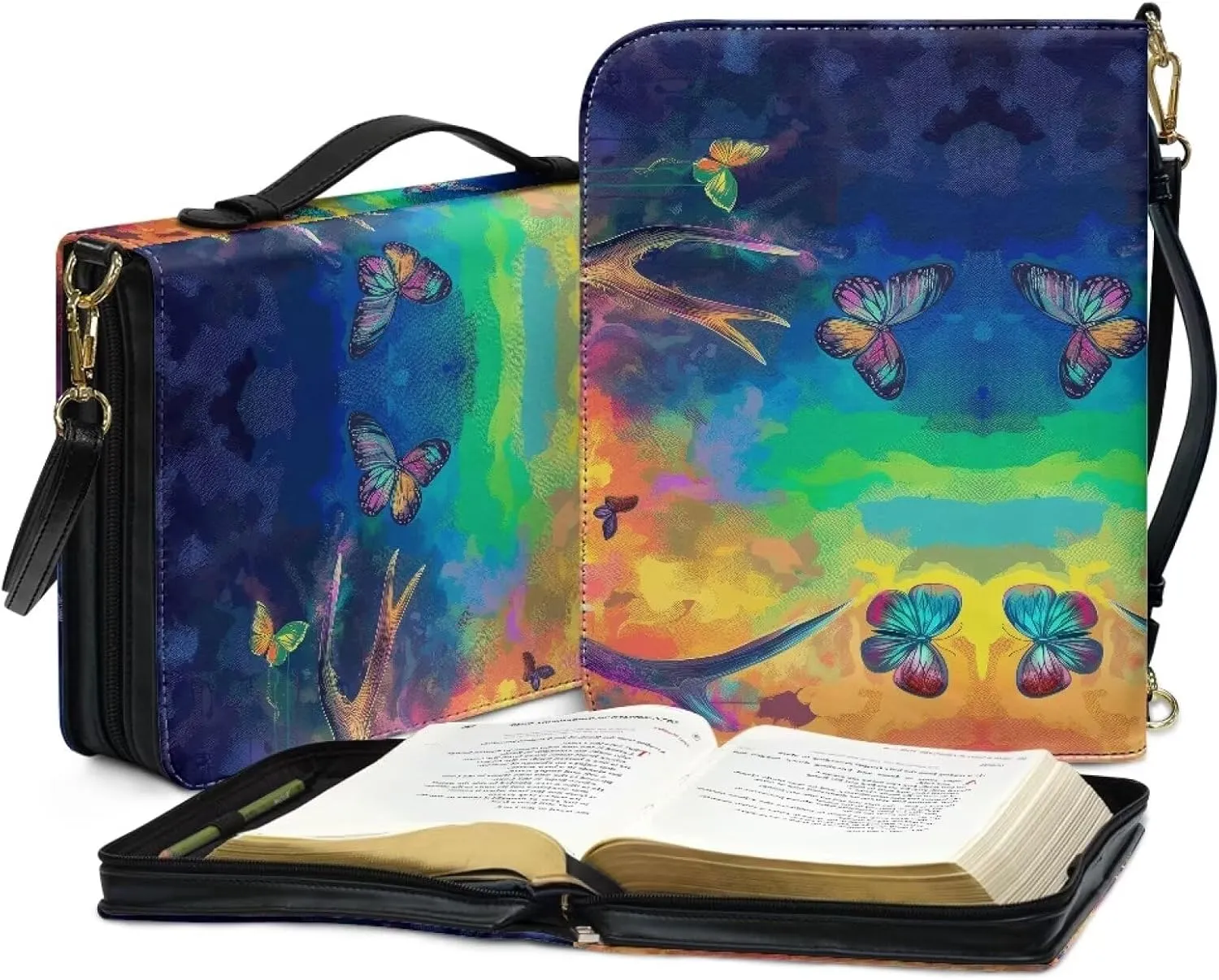PU Leather Bible Cover Church Book Cover,Carrying Book Case Crossbody Bag Handle