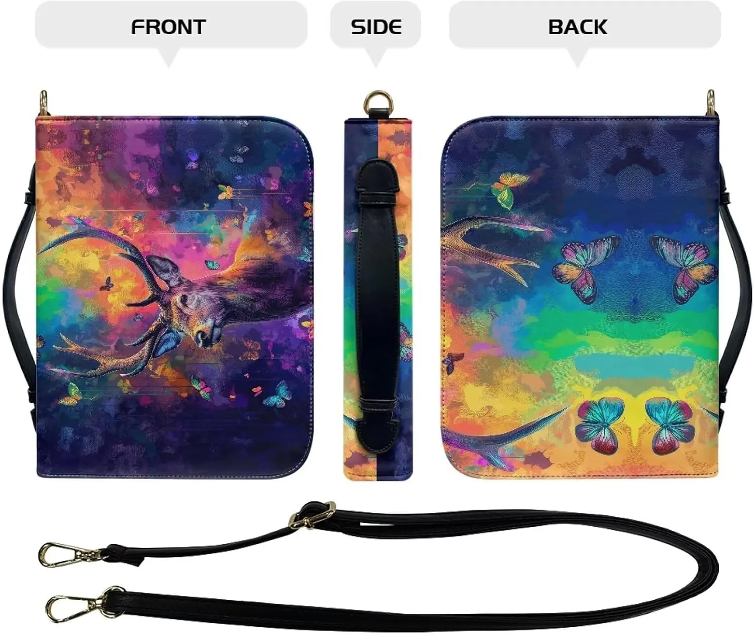 PU Leather Bible Cover Church Book Cover,Carrying Book Case Crossbody Bag Handle