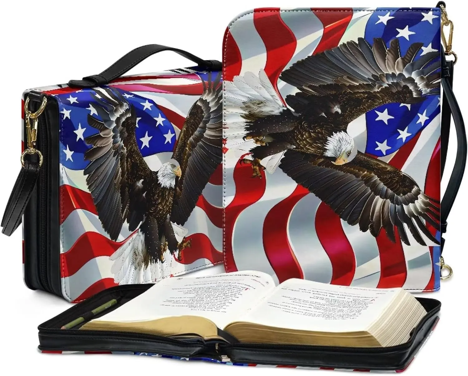 PU Leather Handle Bible Cover Church Book Cover with Strap,Carrying Book Case Crossbody Bag Custom
