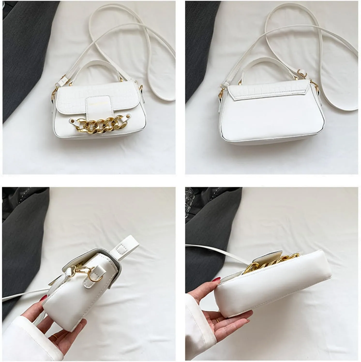 PU Leather Hobo Bags for Women Ladies Shoulder Handbag with Chain Straps Small Purse Crossbody Bag with Adjustable Strap (Pink)