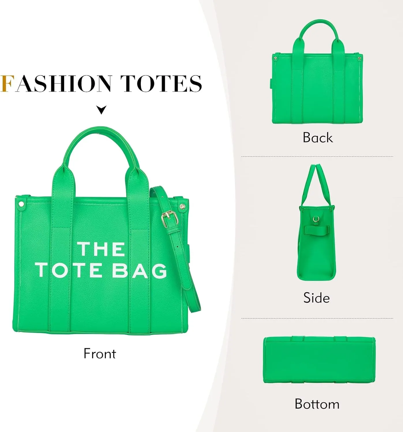 PU Tote Bag for Women Simple Large-Capacity Tote Bag Handbag Zipper Fashion Tote Bag